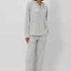 Women's Hooded Buttoned Pajama Set - Ecru
